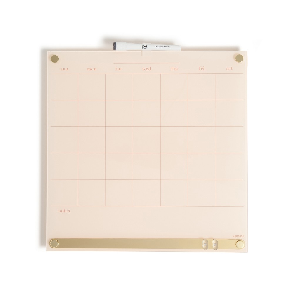 Photos - Dry Erase Board / Flipchart U Brands 16"x16" Acrylic Dry Erase Calendar with Metal Bulletin Strip Crea