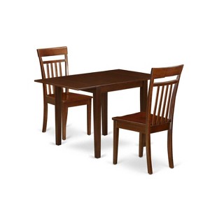 HomeStock 3-Piece Mahogany Finish Solid Wood Top Dining Table Set - 1 of 4