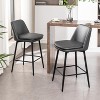 Gray Bar Height Swivel Bar Stool, Set of 2, 360° Swivel Upholstered Bar Stool - 2 of 4