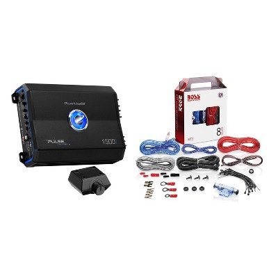 Planet Audio Pulse 1500W Monoblock Class AB MOSFET Amplifier and Remote Bundle with BOSS Audio Systems 8 Gauge Car Amplifier Installation Wiring Kit
