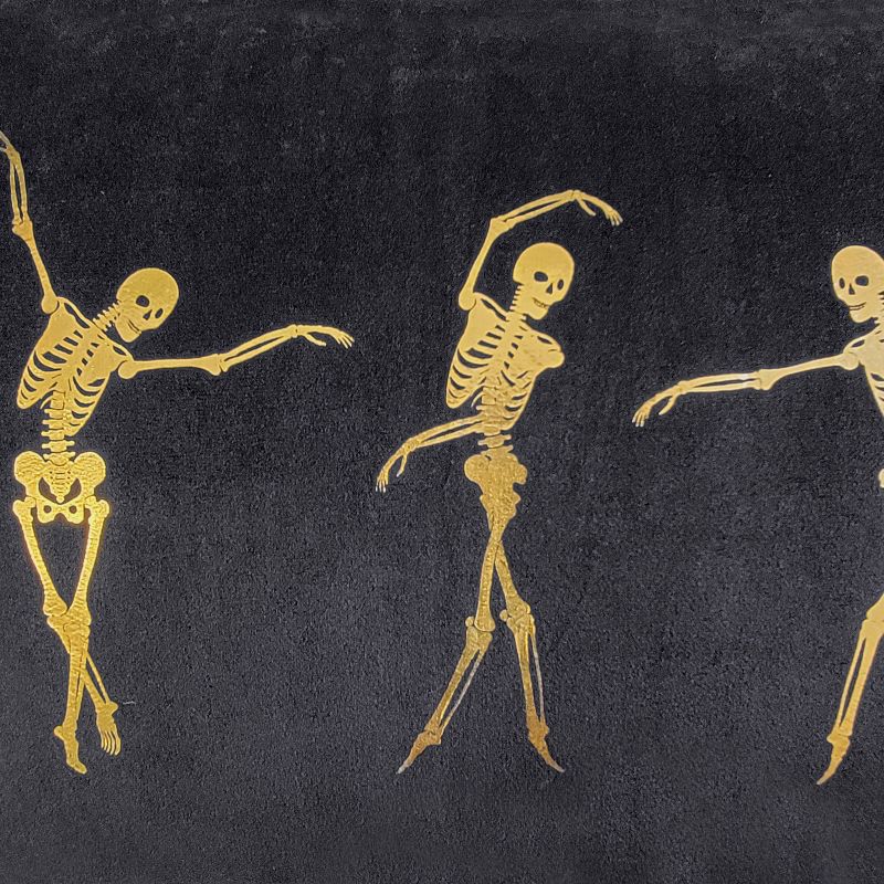 14&#34;x26&#34; Oversized Dancing Skeletons Velvet Lumbar Throw Pillow Gold - Edie@Home, 5 of 9