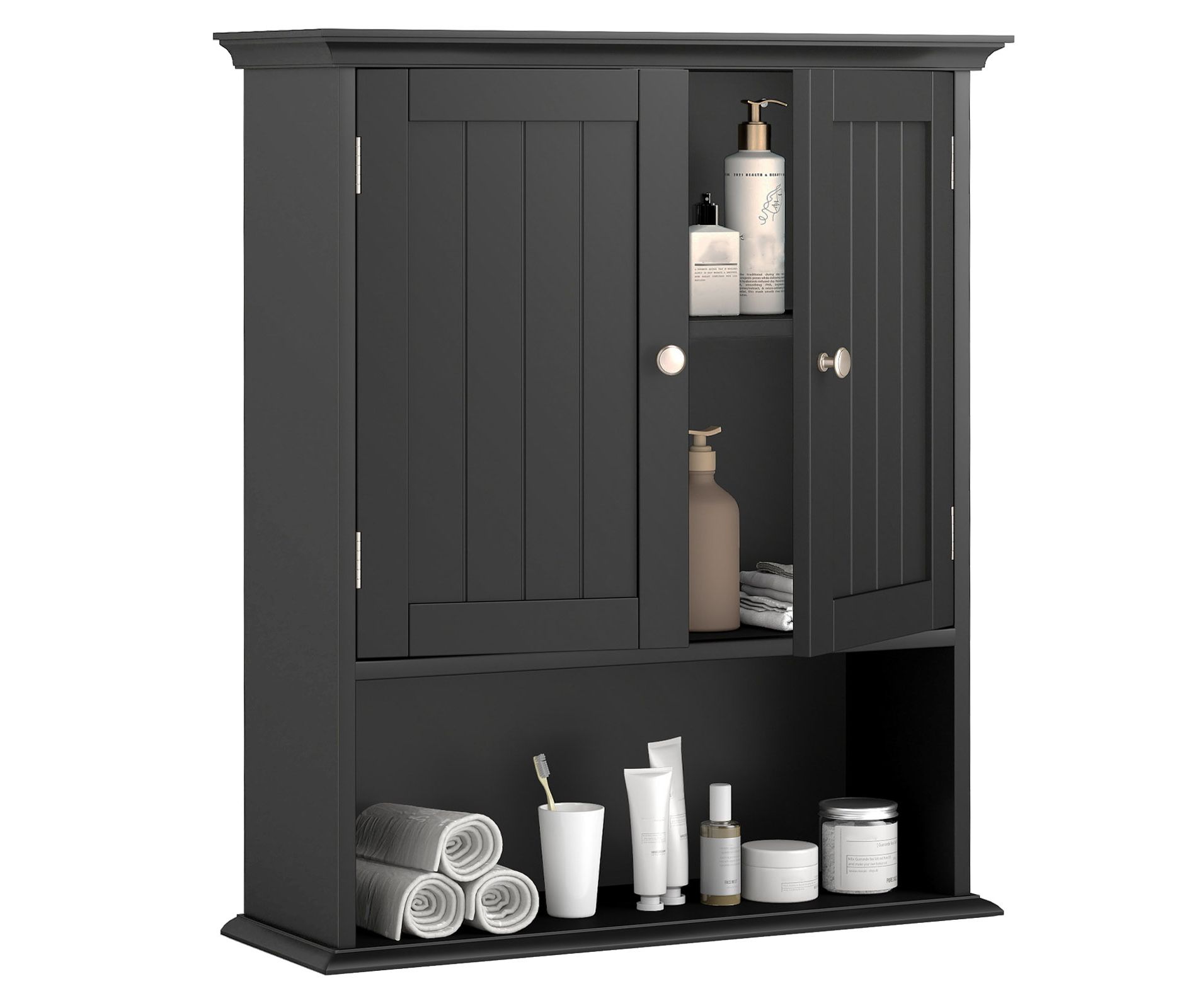 Costway Wall Mount Bathroom Cabinet Storage Organizer Medicine Cabinet Black/Brown/Gray/White
