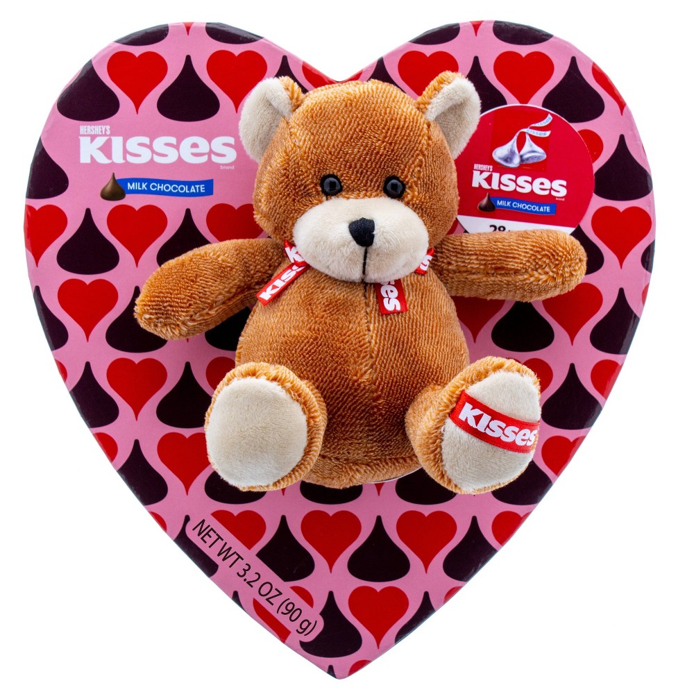Hershey's Kisses Valentine's Heart Box with Bear Plush - 3.2oz