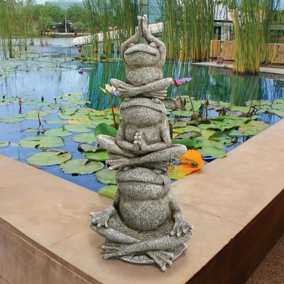 Gray Stone Resin Tower of Yoga Frog Garden Statue