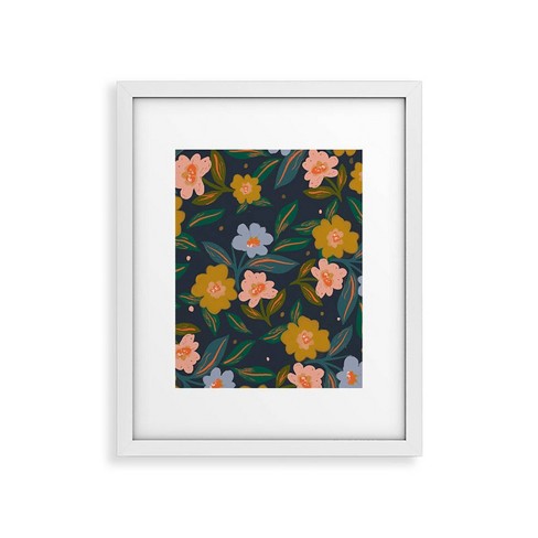 8"x10" Oris Eddu Floral Pattern II White Framed Canvas Wall Art - Deny Designs: Modern Abstract, MDF Frame - image 1 of 2