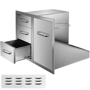 VEVOR Outdoor Kitchen Door Drawer Combo 29.5\" W x 22.6\" H x 21.7\'\'D, Access Door/Triple Drawers with Propane Drawer, Silver - 1 of 4