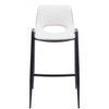 Faux Leather Barstool, 39" H White With Black Powder Coated Steel Frame and Armrests by Zuo Modern (Set of 2) - 4 of 4
