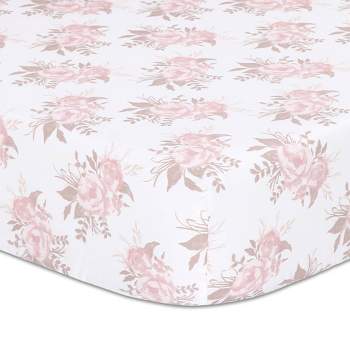 The Peanutshell Fitted Crib Sheet for Baby Girls' - Grace Pink Floral