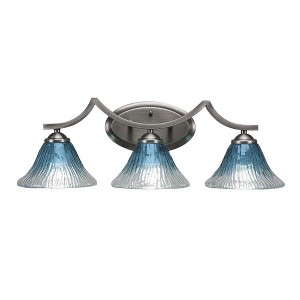 Toltec Lighting Zilo 3 - Light Vanity in  Graphite with 7" Teal Crystal Shade - 1 of 1