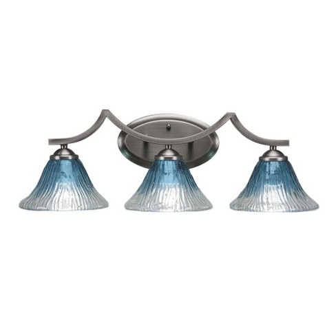 Toltec Lighting Zilo 3 - Light Vanity in  Graphite with 7" Teal Crystal Shade - image 1 of 1