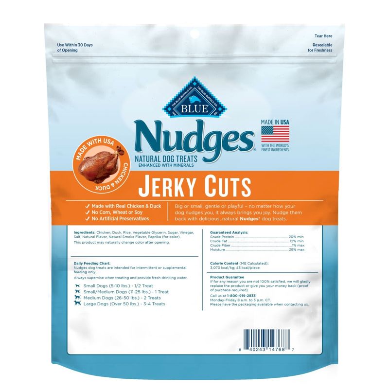 Blue Buffalo Nudges with Duck and Chicken Jerky Cuts Natural Dog Treats  - 16oz, 2 of 10