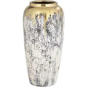 Dahlia Studios Blythe 14" High Matte Gold and Gray Decorative Vase - 1 of 4