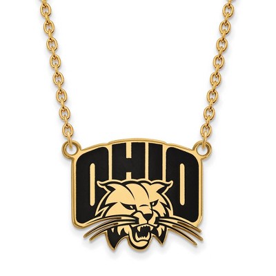 Black Bow Jewelry 14k Yellow Gold Plated Sterling Silver Ohio Bobcats NCAA Necklace 18 Inch