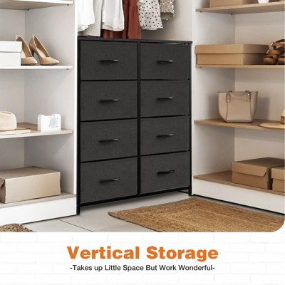 CAVINAS Dresser for Bedroom with Fabric Bins and Black Metal Handles,Modern Chest of Drawers,Freestanding Dresser for Bedroom