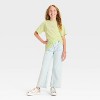 Girls' Short Sleeve Oversized Scenic Wild Flowers Graphic T-Shirt - Cat & Jack™ Light Lime - 3 of 3