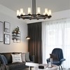 PAKOKULA 47.2 in. 12-Light Black Wagon Wheel Semi-Flush Mount Ceiling Light with Double-Layer Glass Shades, E12 Base, Dimmable - 2 of 4