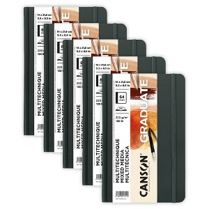 Canson Graduate Mixed Media Art Book, Toned Natural, Hard Cover Binding, 32 Sheet, 5.5x8.5 inch, Pack of 5 - 1 of 4