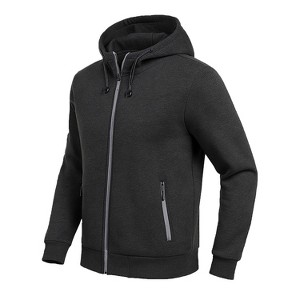 Blu Rock  Men's Slim Fit  Faux Shearling Fleece Lined Classic Tech Full Zip Hoodie - 1 of 4