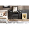 Vanity Desk Set with Flip Top Mirror and Light,  Lighting, Makeup Vanity Table with 2 Drawers, Fold-up Panel and Cushioned Stool Black - 3 of 4