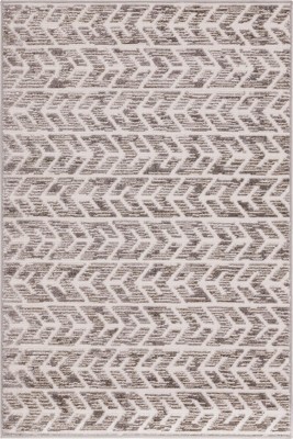 Beige Interlocking Geometric 4'x6' Synthetic Outdoor Rug