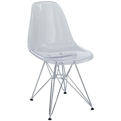 Clear Parisian Molded Plastic 19"x32" Side Chair