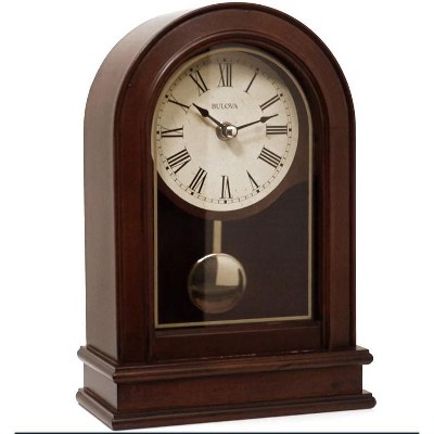 Walnut Finish Mantel Clock with Brass Pendulum