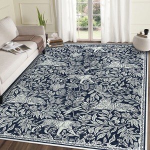 Faux Wool Modern Tiger Pattern Area Rug Ultra Thin Machine Washable Non Slip Stain Resistant Non Shedding Pet Friendly Floor Rug - 1 of 4