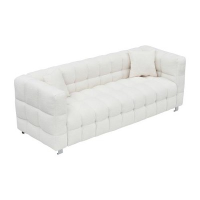 SYFERLORY Sophisticated Comfort: Beige White Teddy Plush Sofa - 80 Inch, Perfect for Living Room or Bedroom