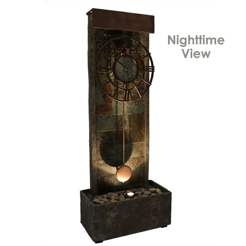Sunnydaze 49"H Electric Natural Slate Indoor/Outdoor Water Fountain with Clock and LED Light, 5 of 11
