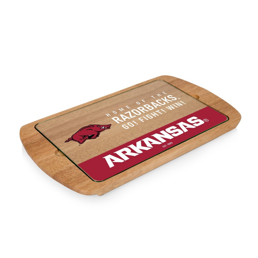 Photos - Serving Pieces NCAA Arkansas Razorbacks Parawood Billboard Glass Top Serving Tray