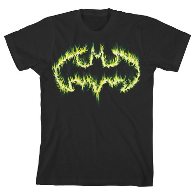 Batman Logo Fiery Bat Signal Boys' Black Short-sleeve T-shirt-l : Target