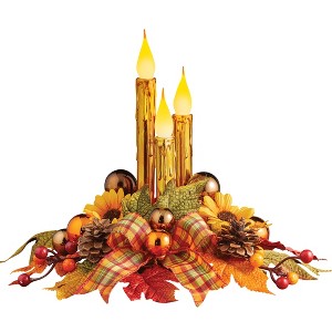 Collections Etc Sparkling Gold-Toned Taper Harvest Candle Centerpiece 12 X 12 X 10.75 - 1 of 2