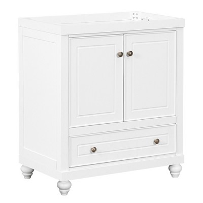 30"W Bathroom Vanity with/without Sink, Bathroom Storage Cabinet with Doors and Drawer, White -ModernLuxe