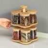 Basicwise Two-Tier Bamboo Lazy Susan Turntable with 8 Pcs 12 oz Airtight Lid Glass Jars, Versatile Spice Rack Organizer - 4 of 4