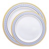Smarty Had A Party White w/ Blue and Gold Chord Rim Plastic Dinnerware Set - 120 Sets - 2 of 4