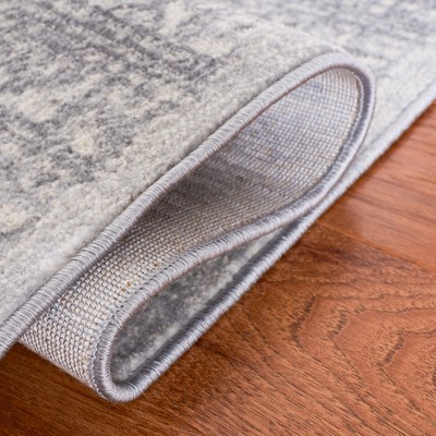 Ivory and Grey Hand-Knotted Synthetic Area Rug