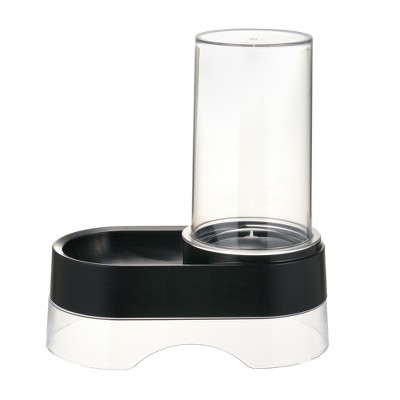 Black Elevated Automatic Gravity Pet Water Dispenser with Clear Tank
