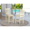 East West Furniture,Vernon Counter Height Stools with Cushion Seat - Buttermilk & Cherry Finish., Set of 2 - 2 of 2