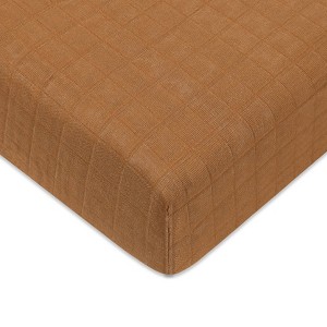 Babyletto Burnt Sienna Muslin Crib Sheet, GOTS Certified Organic Cotton - 1 of 4
