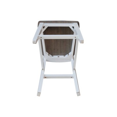 San Remo 24" White and Heather Gray Solid Hardwood Counter Stool