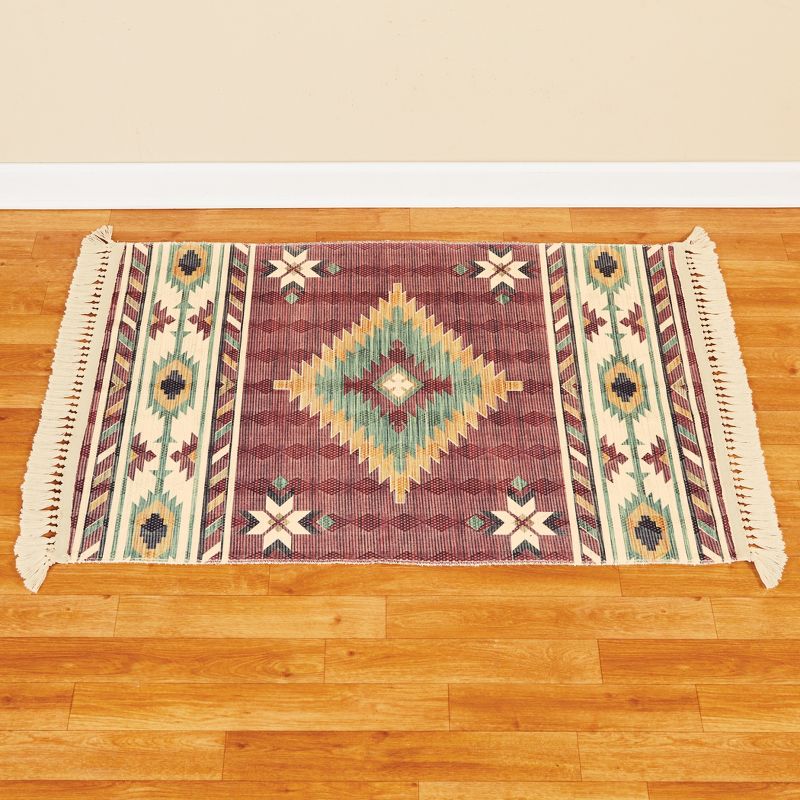 Collections Etc Southwest Aztec Patterned Medallion Rug with Tassel Ends 48" x 31.5", 3 of 5