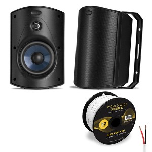 Polk Audio Atrium 5 All Weather Outdoor Loudspeaker Cable Bundle - Pair (Black) - 1 of 4