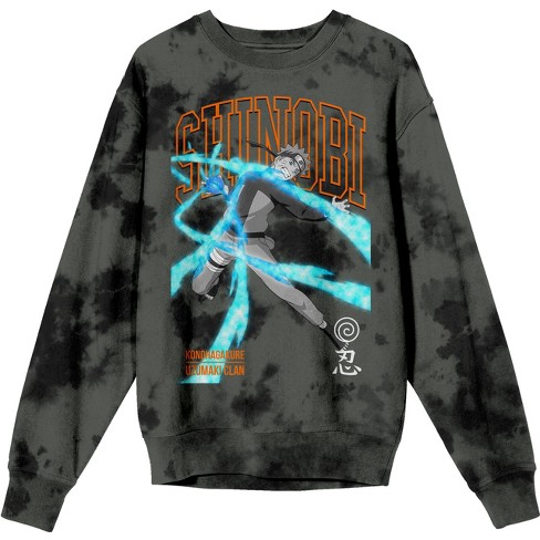 Naruto Shippuden Uzumaki Clan Shinobi Men s Olive Black Cloud Wash Sweatshirt xl Target