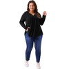Agnes Orinda Women's Plus Size Long Sleeve V Neck Pleated Fall Casual Tunics Blouses - 3 of 4