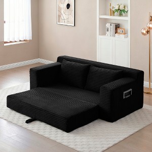 75'' Corduroy Memory Foam 2-in-1 Convertible Folding Loveseat Sofa with No Assembly, Compressed, Floor Lounge - 1 of 4