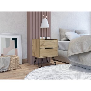 Gulches Nuvo Nightstand,Two Drawers, Hairpin Legs for Bedroom Living Room Bedside Furniture - 1 of 4