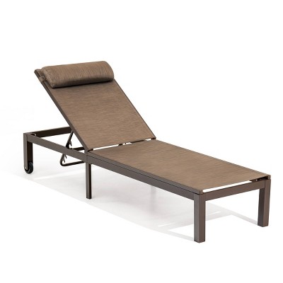 Outdoor Adjustable Chaise Lounge Chair with Wheels - Brown/Black - Crestlive Products