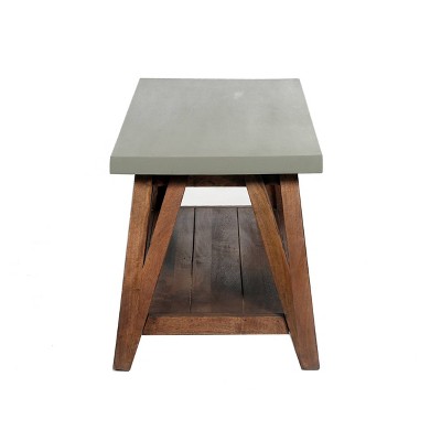 Brookside Light Brown Wood Coffee Table with Concrete Top