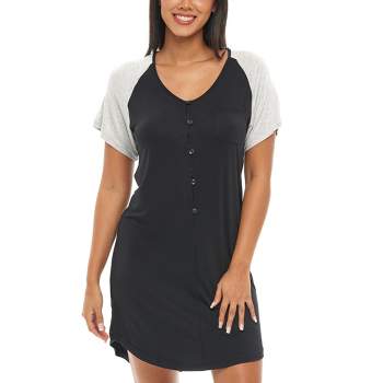 Buy Women's Nightshirt Short Sleeve Button Down Nightgown V-Neck wear  Pajama Dress Online at desertcartKUWAIT