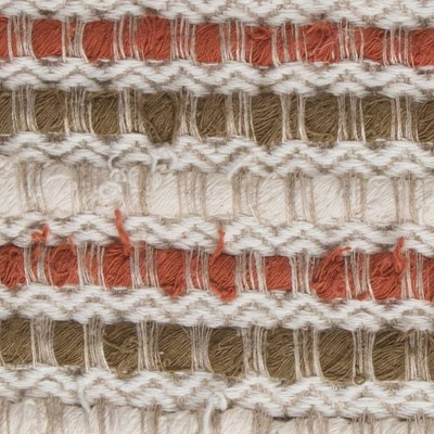 20"x20" Dark Orange and Natural Cotton Striped Throw Pillow Cover